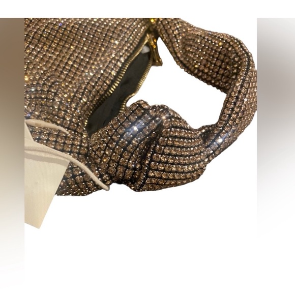 NWT Madison West Knotted  Rhinestone Dumpling Style Evening Purse - Picture 2 of 11